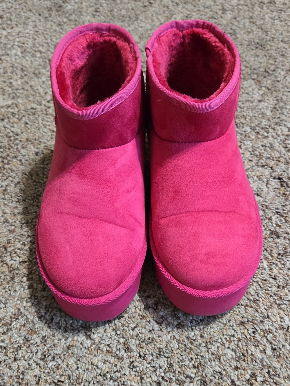 SHEIN Hot Pink Fuzzy Ankle Booties